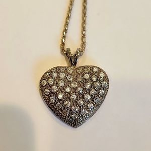 Sterling Large Heart Necklace 24" Chain